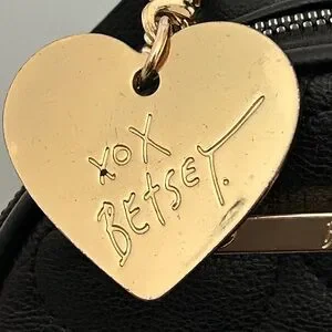 Betsey Johnson Small Black Heart Quilted Backpack Gold Heart Charm Betsey Johnson XOMIA Black Embossed Heart Bag | Mercari main image 4